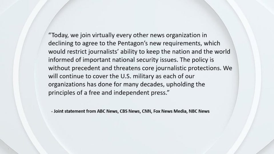 Pentagon Press Corps Walks Out