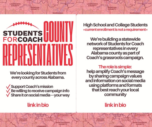 Students for Coach Seeks Volunteers