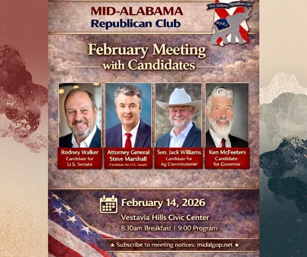 Mid-Alabama Republican Club to Meet in Vestavia Hills Feb 14